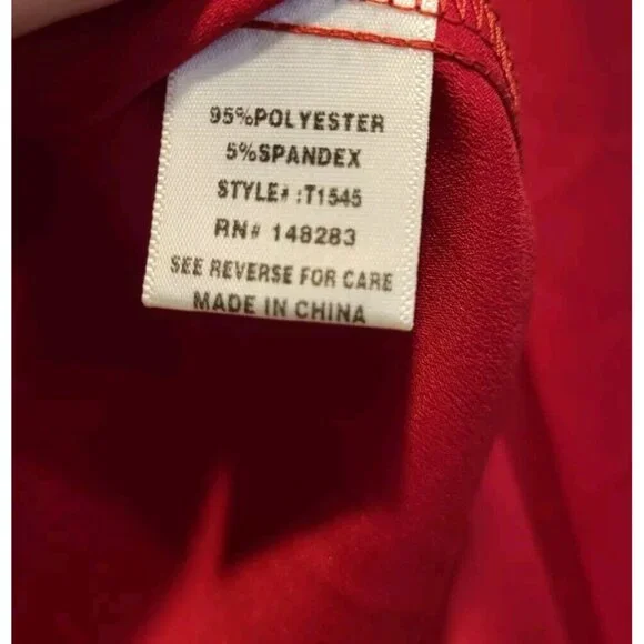 Akira Red Angelic Satin Flared Sleeve Button & Tie Crop Top Sz S V Neck Collared - Picture 7 of 8